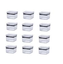 Jogo de 12 potes herméticos quadrados 480 ml empilháveis Jogo de 12 potes herméticos quadrados 480 ml empilháveis