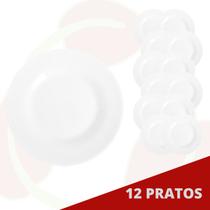 Jogo de 12 Prato de Sobremesa Redondo Branco 19CM Nadir
