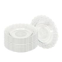 Jogo de 12 Pratos de Vidro Fundo Sopa 22 cm Almoço Jantar Mesa Transparente