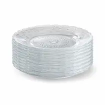 Jogo de 12 Pratos Fundo de Vidro Transpatente Star