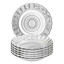 Jogo De 12 Pratos Fundos Egípcio Estrela Transparente