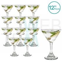 Jogo de 12 Taças de Martini de Vidro 274ml para Drinks ou Sobremesas Resistentes Para Festas, Mesa Posta Elegante e Sustentável, Bares e Restaurantes