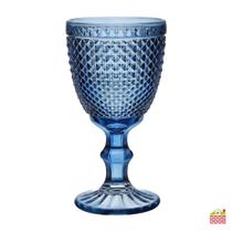 Jogo de 12 Taças Wellmix 320ml Azul Vidro Diamond Bico de Jaca