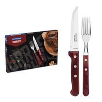 Jogo De 12 Talheres Para Churrasco Tramontina Madeira Polywood - Jogo De 12 Talheres Para Churrasco Tramontina Madeira Polywood -