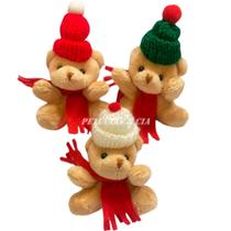 Jogo De 12pçs Mini Pelúcia Urso Noel 6cm - Natal Natalino