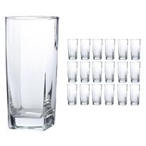 Jogo De 18 Copos Vidro Bali Quadrado Luxo 320ml Transparente Jogo De 18 Copos Vidro Bali Quadrado Luxo 320ml Transparente