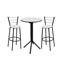 Jogo de 2 Banquetas Preta Assento Branco com Bistro Preto e Branco