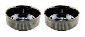 Jogo De 2 Bowls Striatto Fine Em Cerâmica 400 Ml Verde Escuro - Lhermitage