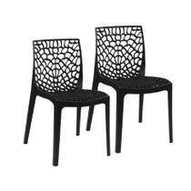 Jogo de 2 Cadeiras Gruvyer Gourmet Preta com Encosto Reforçado 80cm - Xplast