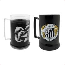 Jogo de 2 Caneca de Gel do Santos de 300ml e 400ml Preta Oficial Jogo de 2 Caneca de Gel do Santos de 300ml e 400ml Preta Oficial