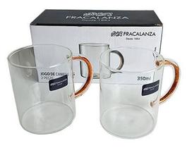 Jogo de 2 canecas de vidro borossilicato da Fracalanza, 350ml