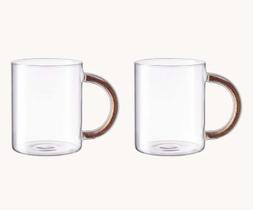 Jogo de 2 canecas glee em vidro com glitter 350ml