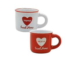 Jogo de 2 canecas Love Coffee em porcelana 70ml A5cm cor vermelha e branca