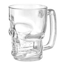 Jogo de 2 canecas para cerveja em vidro caveira 380ml A11,8cm - Dynasty