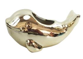 Jogo De 2 Floreiros Baleia De Cerâmica Dourado 20X12X10Cm Jogo De 2 Floreiros Baleia De Cerâmica Dourado 20X12X10Cm