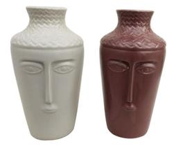 Jogo De 2 Floreiros De Cerâmica Branco/Vermelho 11X21Cm Jogo De 2 Floreiros De Cerâmica Branco/Vermelho 11X21Cm