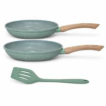 Jogo De 2 Frigideiras Indução 20cm e 24cm com Espátula Verde Lehaví