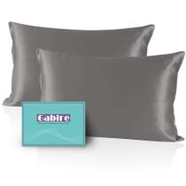 Jogo de 2 Fronhas Gabire em Seda Mulberry Cinza 51x66 cm