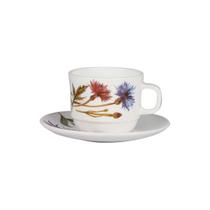 Jogo de 2 Peças Chá em Vidro Opalino Detalhe Floral 250 ml Unidade