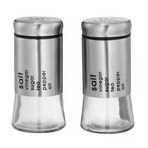 Jogo de 2 porta condimentos Cylinder em aco inox 100ml D5,5xA11cm - Dynasty