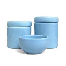 Jogo De 2 Potes E Cumbuca Para Kit Higiênico Bebê Azul Bonelli