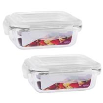 Jogo de 2 Potes Hérmeticos De Vidro 1520ml Vai Ao Forno/Freezer/Microondas Jogo de 2 Potes Hérmeticos De Vidro 1520ml Vai Ao Forno/Freezer/Microondas