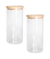 Jogo De 2 Potes Herméticos De Vidro Com Tampa De Bambu 1,4L - Dynasty