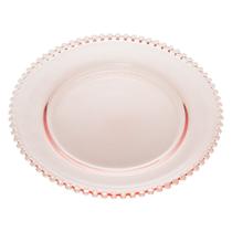 Jogo De 2 Sousplat 32cm em Cristal Rosa Pearl Wolff Jogo De 2 Sousplat 32cm em Cristal Rosa Pearl Wolff