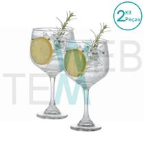 Jogo de 2 Taças de Gin de Vidro 653ml para Drinks ou Sobremesas Resistentes Para Festas, Mesa Posta Elegante e Sustentável, Bares e Restaurantes