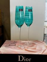 Jogo de 2 tacas para champanhe Joy em vidro 250ml A27cm cor azul turquesa