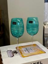 Jogo de 2 tacas para vinho Joy em vidro 485ml A22,5cm cor azul turquesa