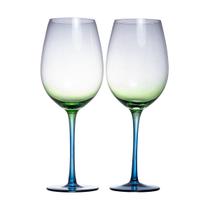 Jogo de 2 tacas Vinho Palm Springs em vidro verde degrade 550ml -Fracalanza Jogo de 2 tacas Vinho Palm Springs em vidro verde degrade 550ml -Fracalanza