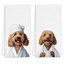Jogo de 2 toalhas de mão FIicy com cachorro Goldendoodle 40,5 x 61 cm
