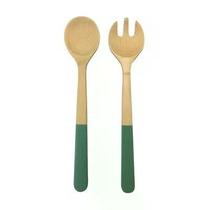Jogo de 2 utensilios para salada 31cm verde salvia - oikos