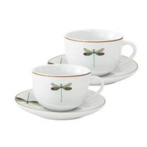Jogo de 2 xícaras de café com pires Libélula em porcelana - 80ml ,da L'Hermitage.