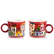 Jogo de 2 Xícaras Espresso Egan Italy Paese Mio 90ml Vermelha: Charme Europeu e Arte no Café