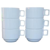 Jogo de 20 Xícaras de Café/Chá Empilháveis - Porcelana Branca - 200ml