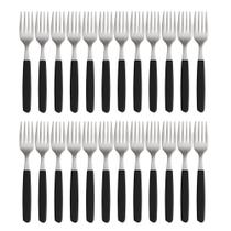 Jogo de 24 Garfos Cabo Preto de Plástico Berlim 20cm Em Casa Tem Jogo de 24 Garfos Cabo Preto de Plástico Berlim 20cm Em Casa Tem