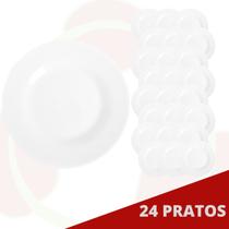 Jogo de 24 Prato de Sobremesa Redondo Branco 19CM Nadir Jogo de 24 Prato de Sobremesa Redondo Branco 19CM Nadir