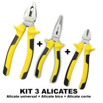 Jogo de 3 Alicates Universal Alicate de Bico Alicate de Corte Robusto, bem acabado, KIT