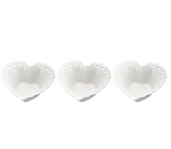 Jogo de 3 bowls coracao em porcelana L9,9xP9,2xA4cm