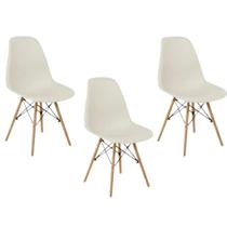 Jogo de 3 Cadeiras Charles Eames Wood Design Eiffel Espaço Branco