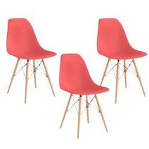 Jogo de 3 Cadeiras Charles Eames Wood Design Eiffel Sienna Queimado