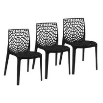 Jogo de 3 Cadeiras Gruvyer Gourmet Preta com Encosto Reforçado 80cm Jogo de 3 Cadeiras Gruvyer Gourmet Preta com Encosto Reforçado 80cm