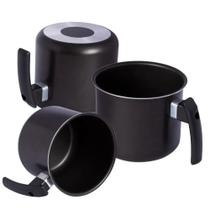 Jogo de 3 Canecão Fervedor Leiteira em Alumínio Antiaderente