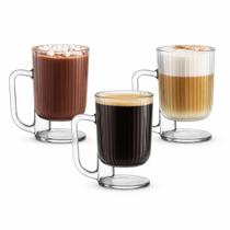 Jogo de 3 Canecas 220ml de Vidro Canelado Savor City Glass