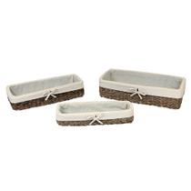 Jogo de 3 cestas retangulares Terra em fibra natural com tecido 45x20x11/40x16x9/36x12x7 - L Hermitage Jogo de 3 cestas retangulares Terra em fibra natural com tecido 45x20x11/40x16x9/36x12x7 - L Hermitage