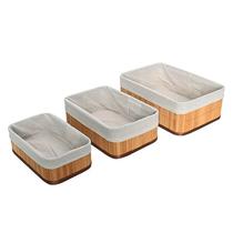 Jogo de 3 Cestos Organizadores de Bambu com 25 29 33cm - BM19231 - Mimo Style