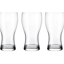 Jogo de 3 Copos para Cerveja 285ml Vidro transparente resistente Base reforçada bares restaurantes