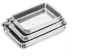 Jogo De 3 Forma Tabuleiro Assadeira Bandeja Retangular Extra Alta Polida Tamanho 1, 2 E 3